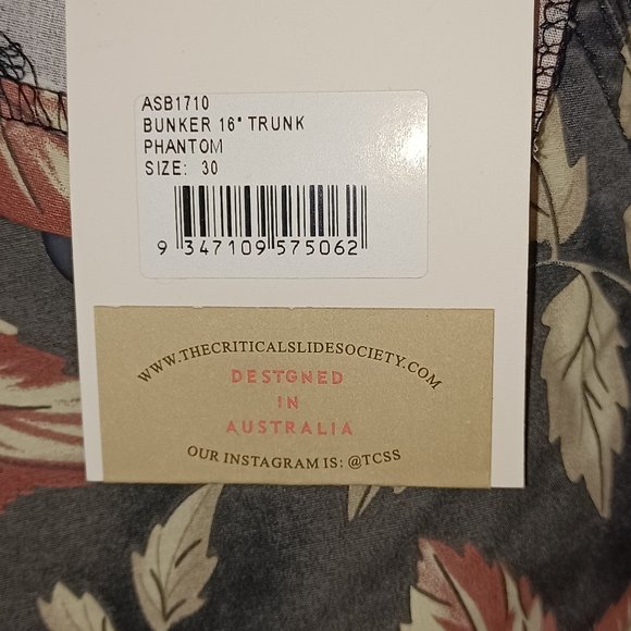 Critical Slide Society Men's Beach Shorts- Bunker 16" Trunk - Phantom - Picture 3 of 4